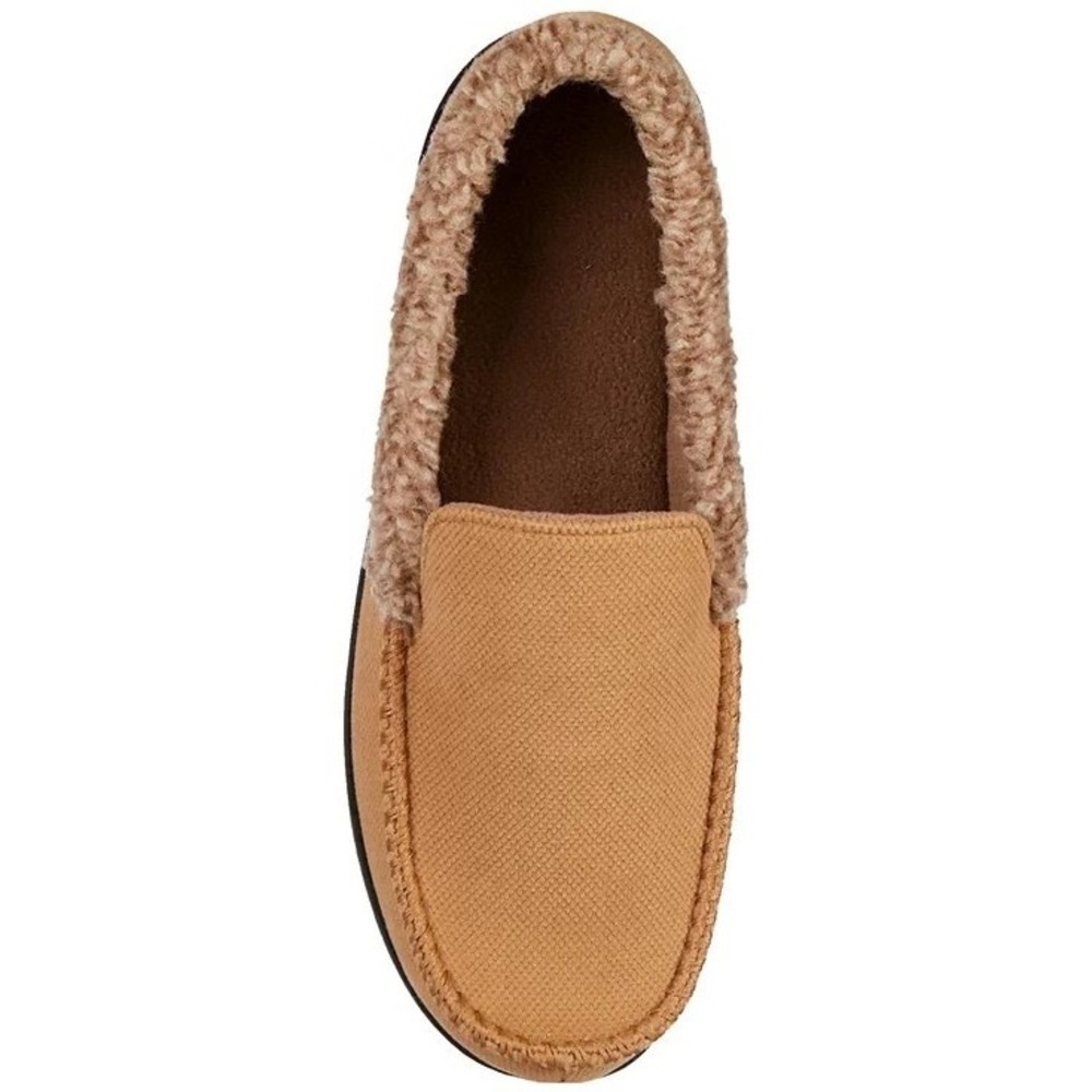 Isotoner Mens‎ Lewis Moccasin Slippers with fleece lining Buckskin new MD  8-9